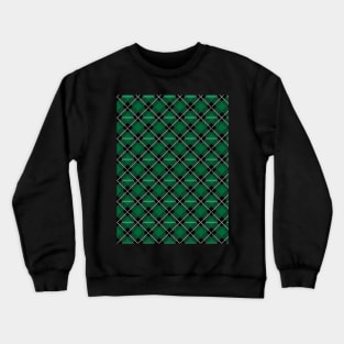 Diagonal Green and Black Flannel-Plaid Pattern Crewneck Sweatshirt